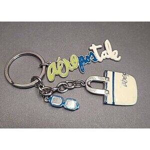 Aeropostale Cursive Logo-Bag/Sunglasses Enamel Key Ring Tag Chain
